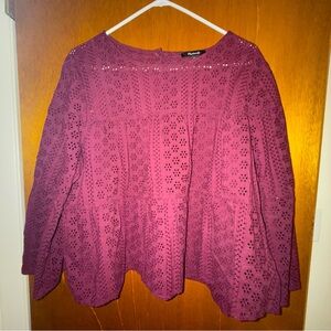 MADEWELL EYELET MAROON BLOUSE